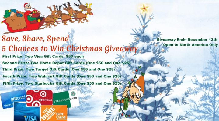 $400 Christmas Gift Card Giveaway – 5 Chances to Win!