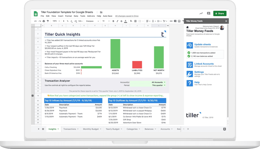 Tiller Money Review - Automated Budget Spreadsheet App 2020 | Young ...